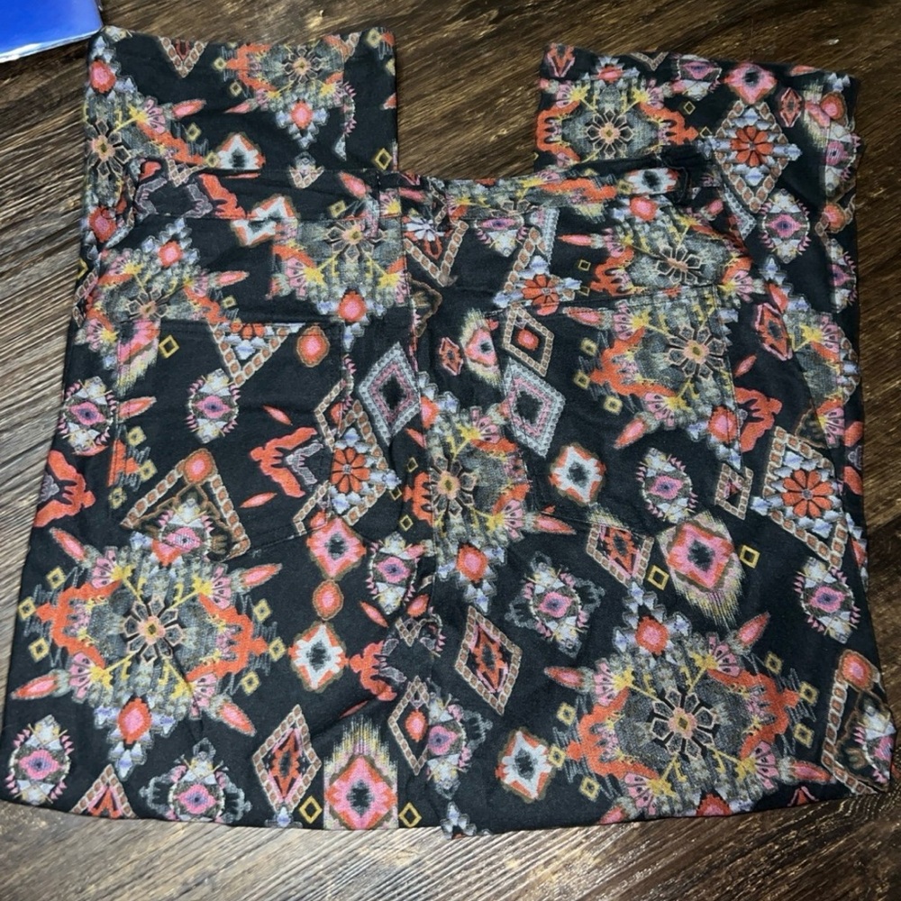 Zara Black Multicolor Patterned Straight Leg Pants - image 2